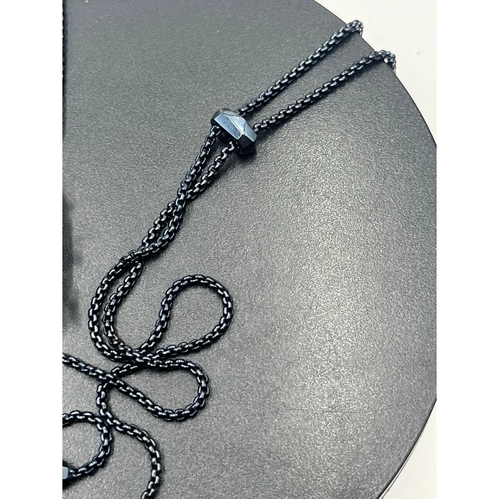 Kendra Scott Navy Gunmetal Daenerys Necklace in Indigo Dichroic Glass Adjustable